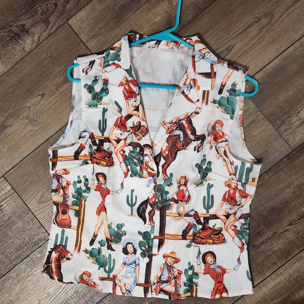 Western themed sleeveless top